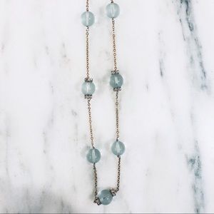 J.Crew Long Aqua Brass Necklace